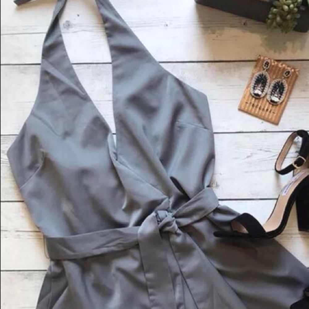 Stylestalker silk romper with pockets and wrap